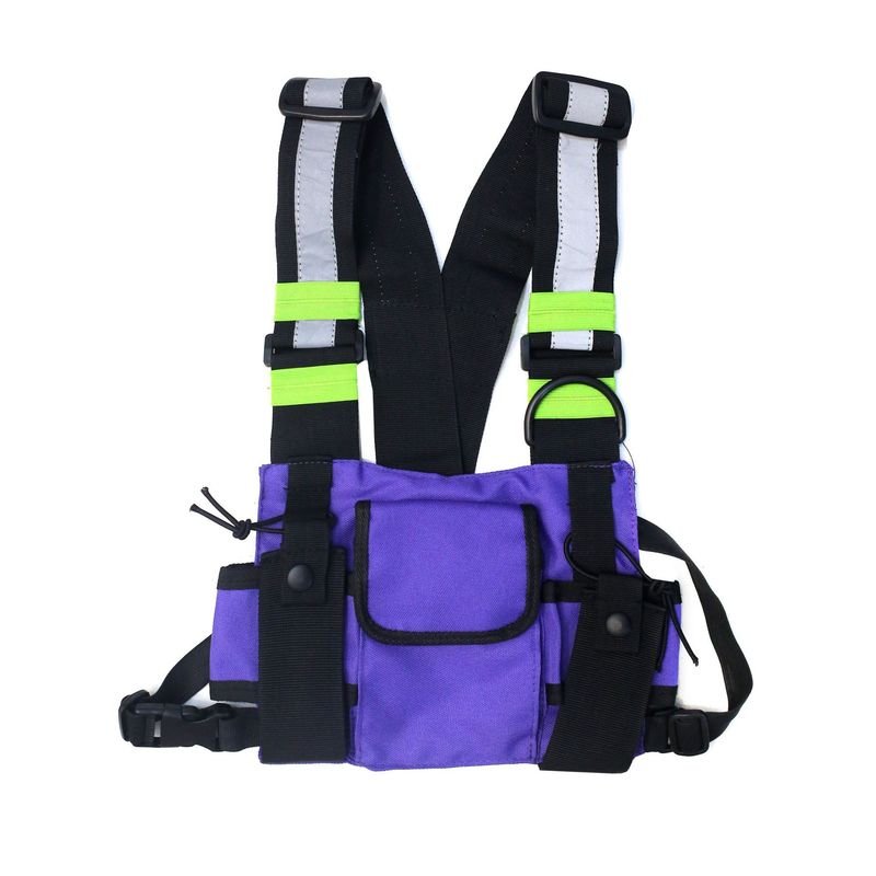 Women Fashion Personality Vest Reflective Multi-Pocket Vest Chest Bag