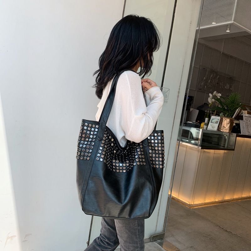 Women Fashionable Large Capacity Studded Tote Bag