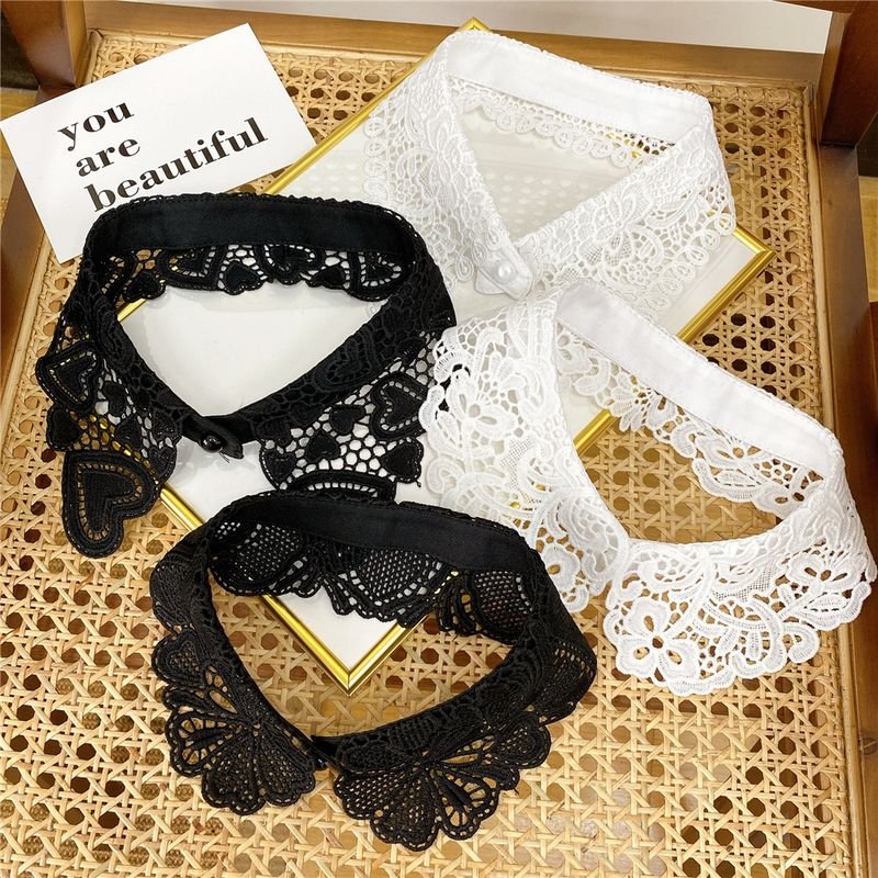 Spring And Autumn Summer Decorative Solid Color Lace False Collar