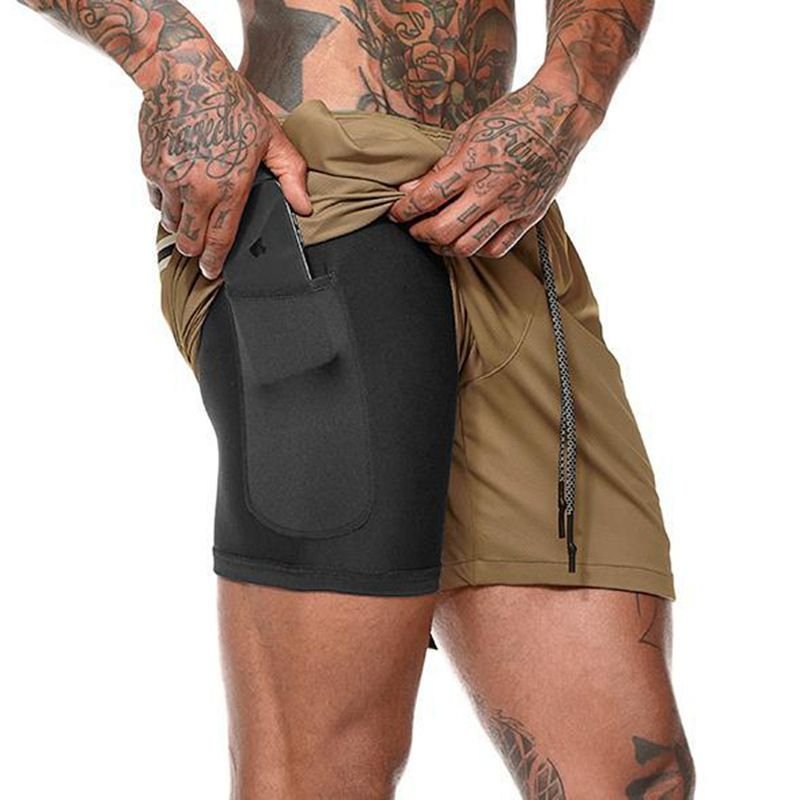 Men'S Fashion Solid Color Double Lace Shorts