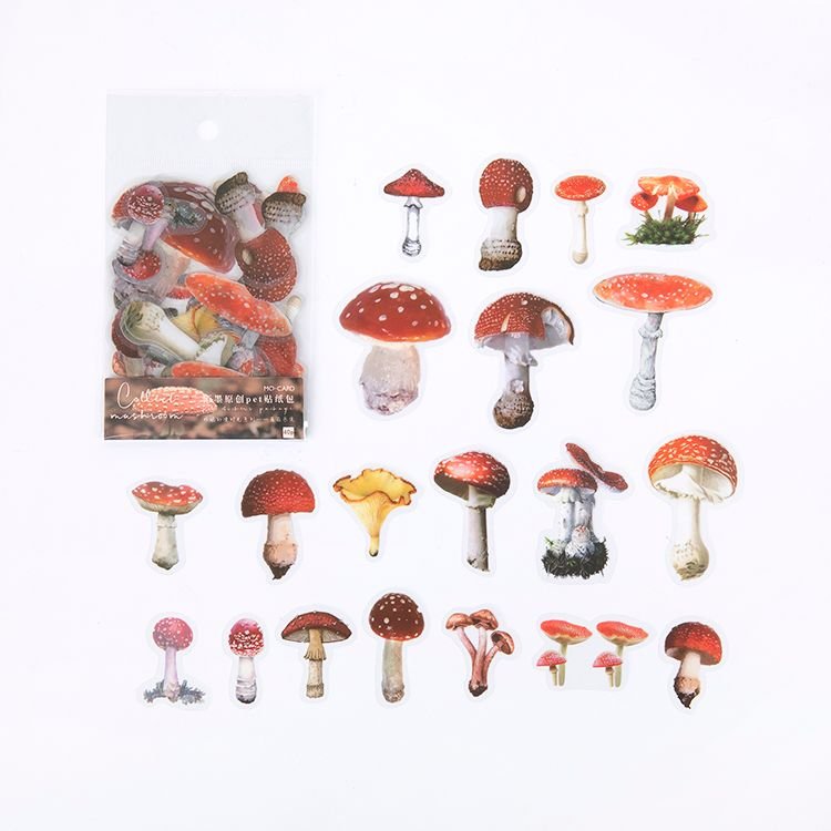 40Pcs/Bag Plant Flower Mushroom Ginkgo Pet Deco Diary Stickers Scrapbooking Planner Decorative Stationery Stickers