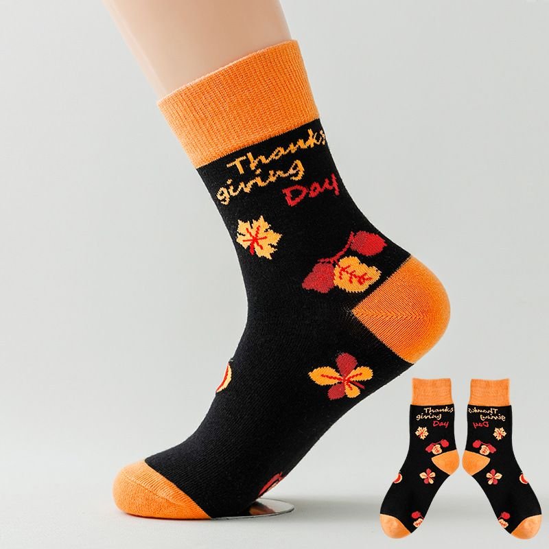 Thanksgiving Couple Printed Socks