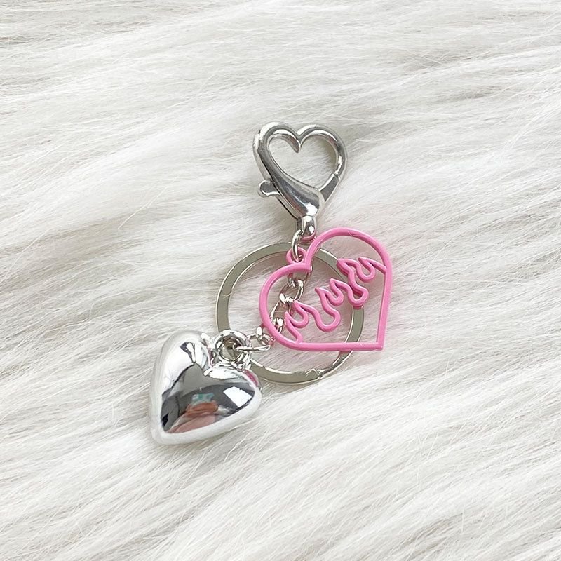 Women'Y2K Sweet Cool Acrylic Heart Shape Wings Flame Bell Butterfly Keychain