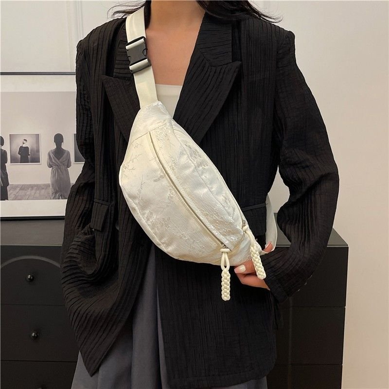 Women Fashion Casual Solid Color Silk Chest Bag