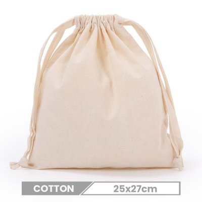 Custom Logo Solid Color Blank Drawstring Cotton Storage Bag