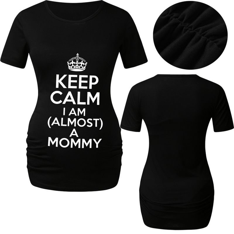 Valentine Day Pregnant Women'S Crown Letter Printed Round Neck Short Sleeve Couple T-Shirt