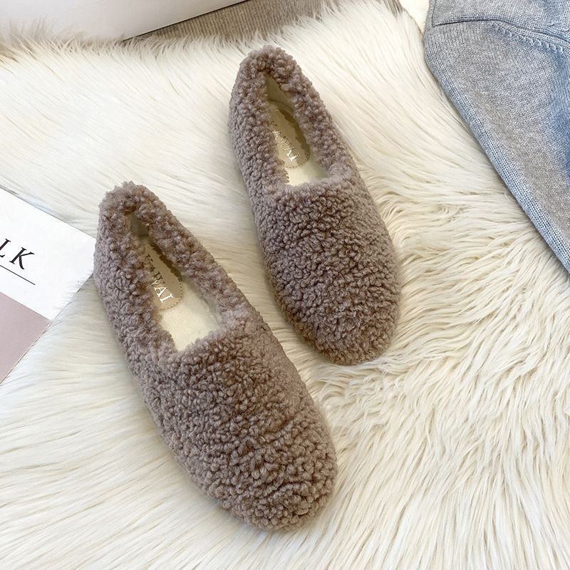 Winter Fashion Solid Color Plush Flat Loafers