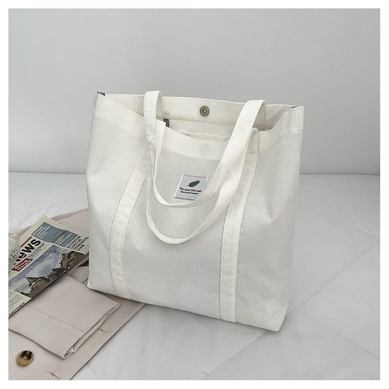 Women Fashionable Simple Solid Color Large Capacity Canvas Tote Bag