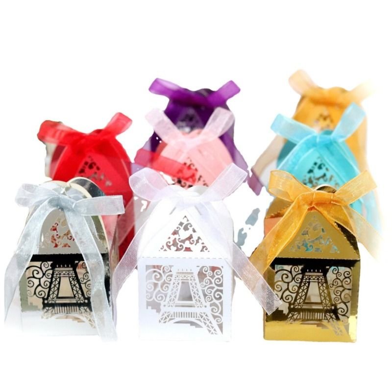 Simple Creative Hollow Eiffel Tower Wedding Candy Packaging Box