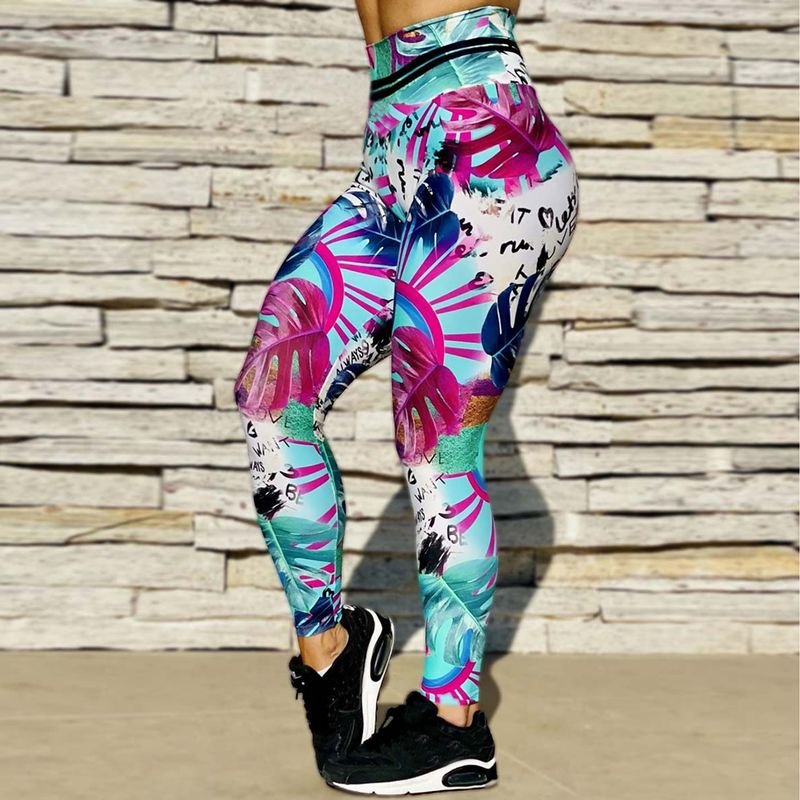 Women Multicolor Denim High Waist Hip Sports Running Fitness Pants