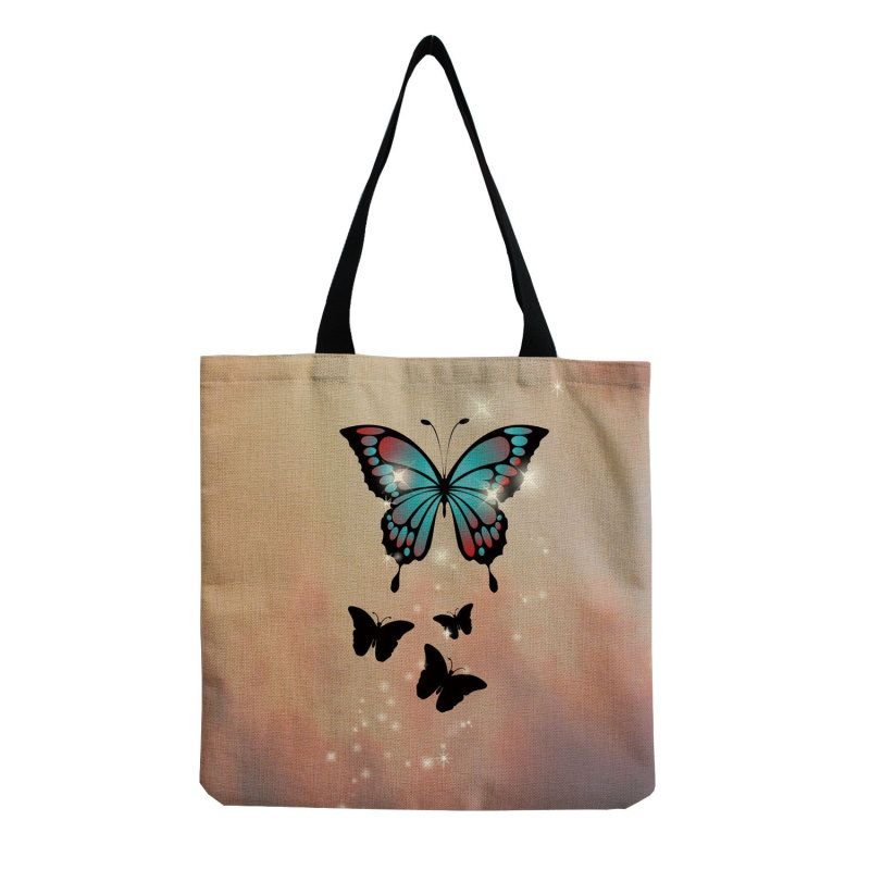 Women'S Multifunctional Large Capacity Butterfly Print Shopping Bag