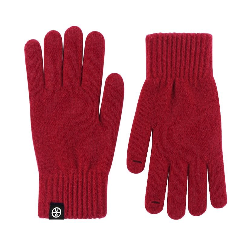 Autumn And Winter Women Fashion Solid Color Warm Knitted Touch Screen Gloves