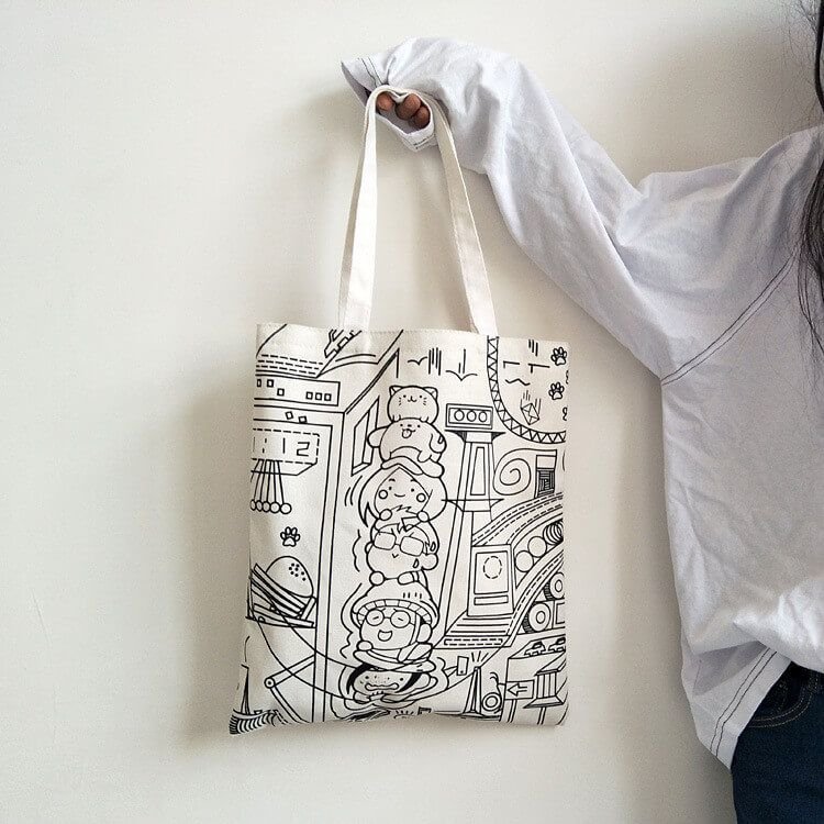 Women Fashion Cartoon Print Canvas Shoulder Bag