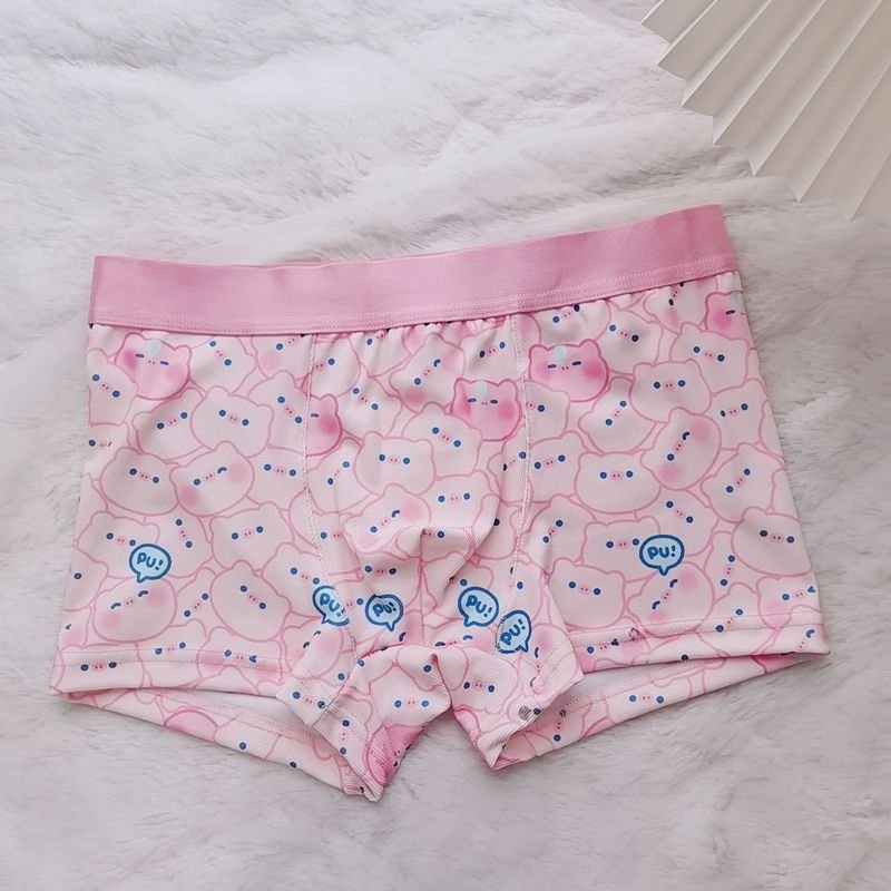 Sexy Cute Pink Pig Lace Mesh Couple Underwear