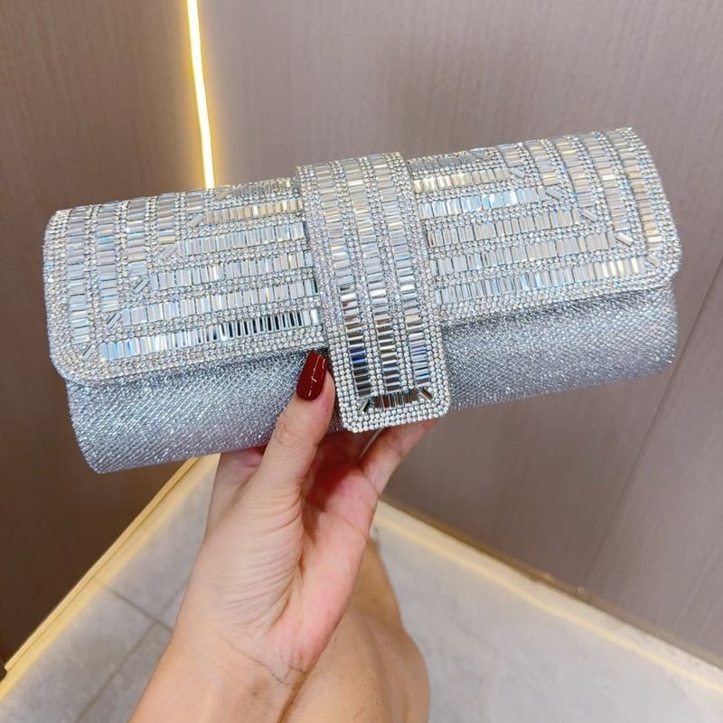 Women Fashion Rhinestone Clap Chain Evening Bag