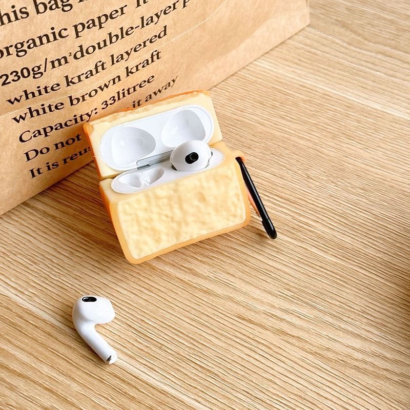 Cartoon Fun Simulation Toast Bread Apple Headset Protective Case