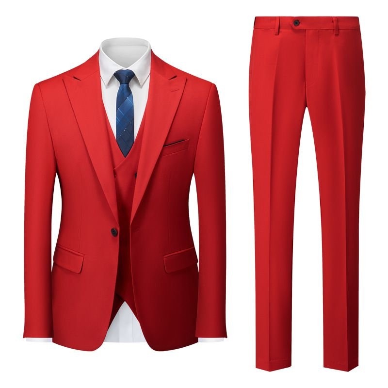 Men Business Wedding Office Solid Color Long Sleeve Lapel Suit Pants Plus Size Sets