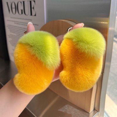 Cute Mango Rabbit Fur Plush Key Chain