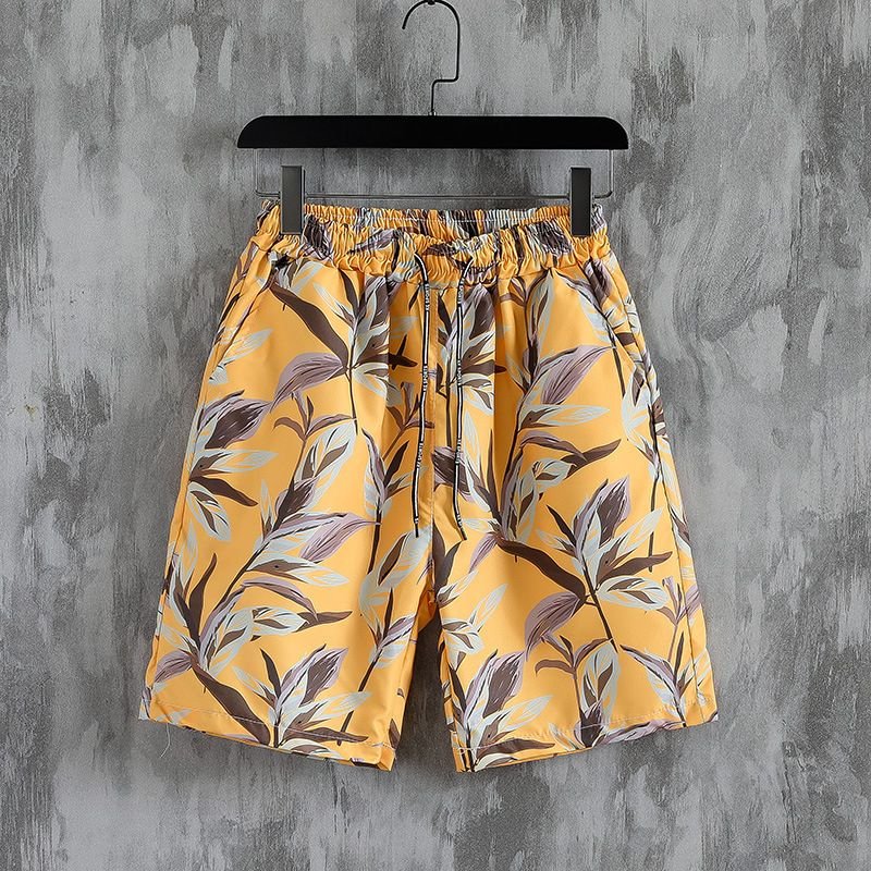 Men Casual Holiday Tiny Flower Print Plus Size Beach Shorts