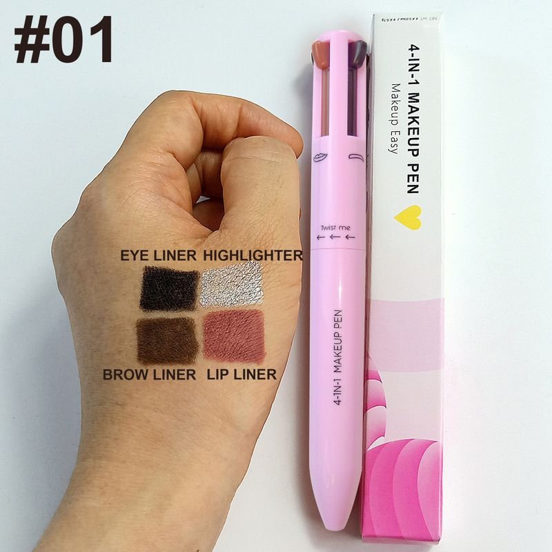 Women Simple High Gloss Lip Line Eyeliner Eyebrow Pen 4 In 1 Makeup Pen