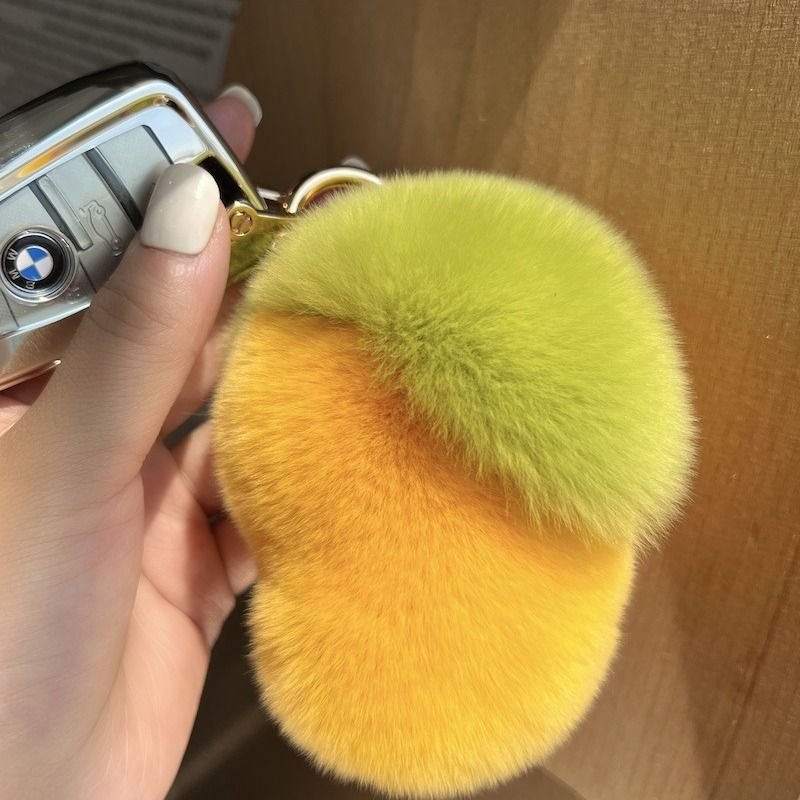 Cute Mango Rabbit Fur Plush Key Chain