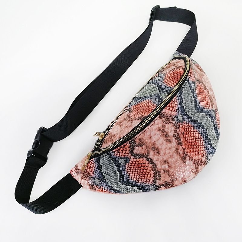 Women Fashion Snake Print Sports Chest Bag