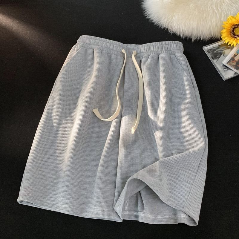 Men Casual Loose Drawstring Waffe Shorts