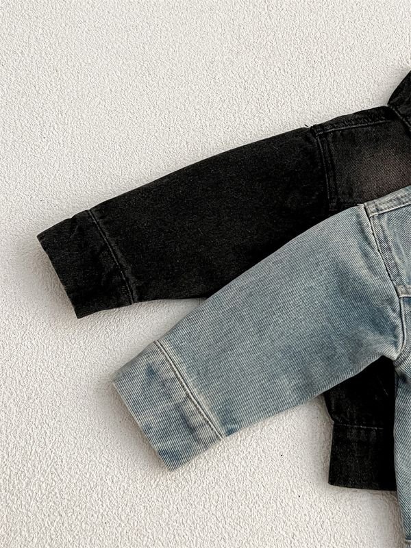 Kids Baby Boys Girls Fashion Casual Retro Long Sleeve Lapel Denim Jacket